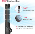 Hahahope Hair Straightener and Curler 2-in-1, 360° Airflow Styler Curling Iron, 1.25 Inch Curling Wand, 20 Million Negative Ion Hair Care, 5 Temps & Auto Off, Dual Voltage (Black)