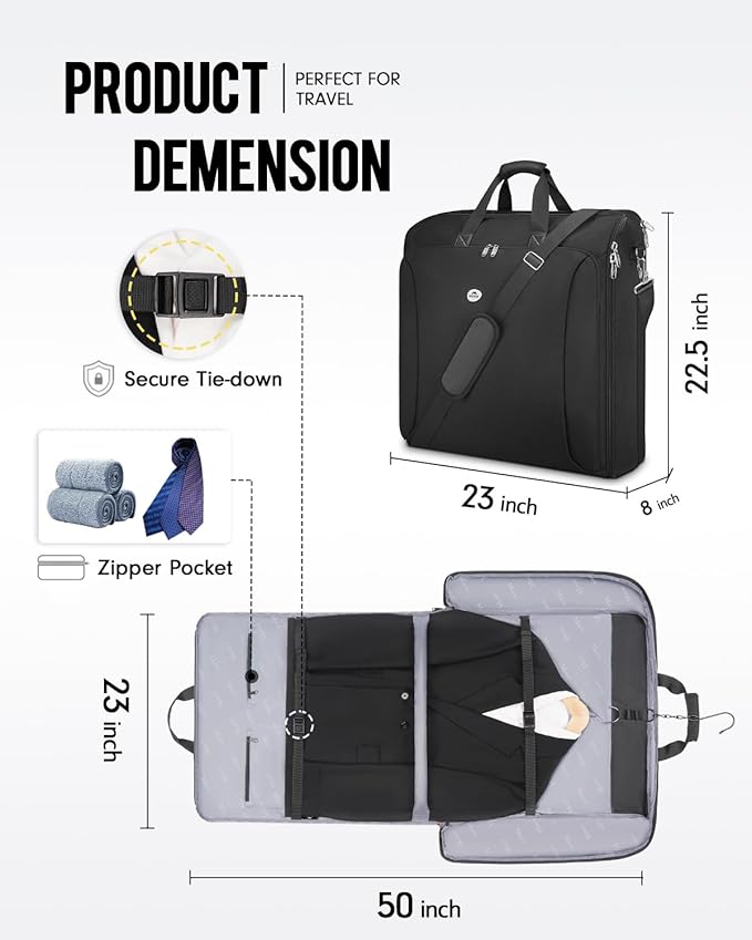 MATEIN Garment Bags for Travel, Large Double Layer Suit Bag Up to 6 Suits - Image 6
