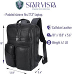 STAR VISTA Angelo 17.3" Premium Calfskin Leather Laptop Backpack - Image 6