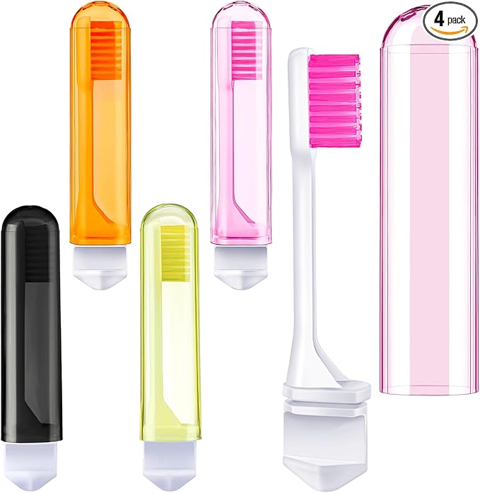 Patelai 4 Pieces Travel Toothbrush Set, Soft Bristle Mini Foldable Tooth Brush by Patelai