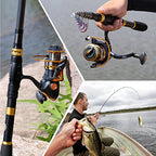 Fishing Rod Reel Combos Carbon Fiber Telescopic Fishing Pole with Spinning Reel Fishing Line Lures Fishing Gear Accessories for Travel Saltwater Freshwater Fishing (Fishing Full Kit / 8.86 ft)