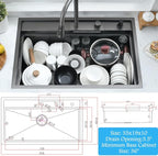 33 Inch Black Waterfall Kitchen Sink Workstation -Bokaiya 33x19 Drop In Kitchen - Image 9