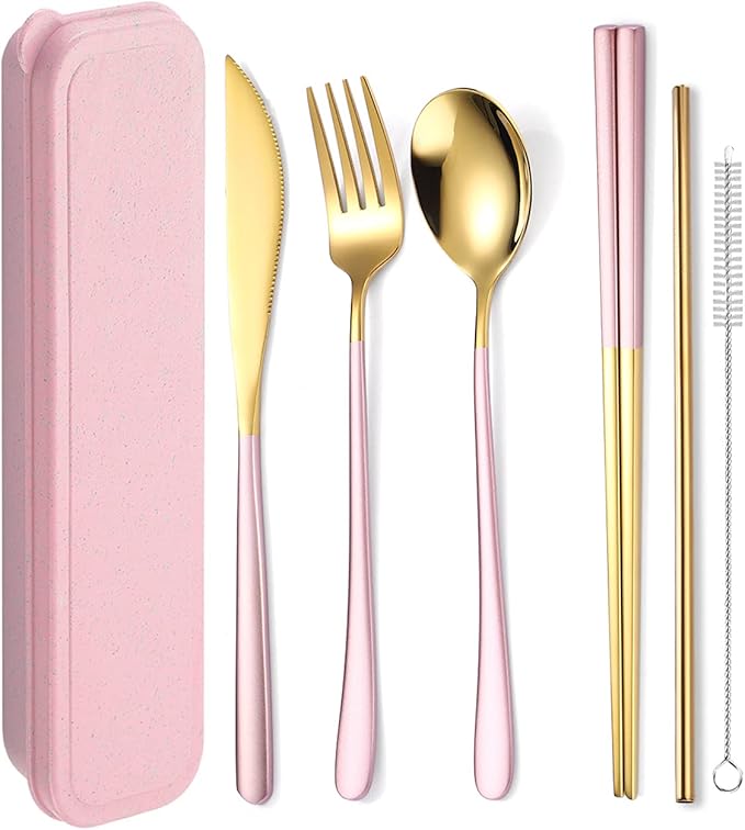 AARAINBOW 6 Pieces 18/8 Stainless Steel Flatware Set Portable Reusable Cutlery by AARAINBOW