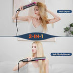 Hair Straightener – 2 in 1 Wet to Dry Air Straightener with High-Speed Ionic Airflow, Straightens Using air, No Heat Damage, Smart Temperature Control for Medium to Long Hair (35-75cm) (Gray)