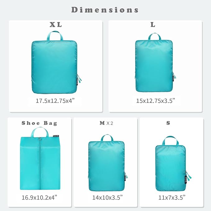 BAGAIL 6 Set Ultralight Compression Packing Cubes Packing Organizer - Image 2