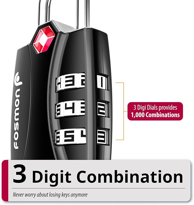 Fosmon Luggage Locks TSA Approved 6 Pack, Suitcase Locks - Image 3