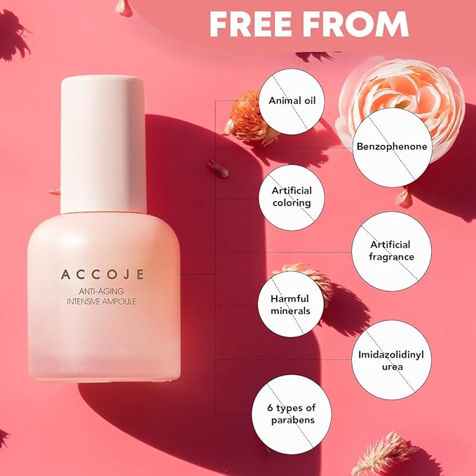 ACCOJE Korean Skin Care Anti Aging Wrinkle Corrector + Anti Aging Intensive Ampoule Natural Skin Care, Paraben