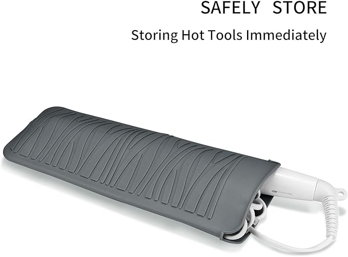 Silicone Heat Resistant Mat for Hair Iron, 11 x 5 inch, Grey, 1 Pack