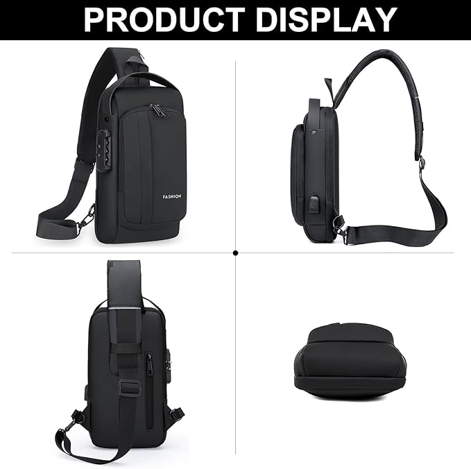 Sling Bag for Men Anti-theft USB Crossbody Shoulder Backpack Purse Waterproof - Image 5