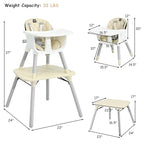 BABY JOY High Chair, 5 in 1 Convertible Highchair - Image 6