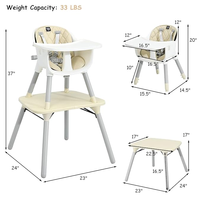 HONEY JOY 5-in-1 High Chair, Convertible Highchair - Image 5