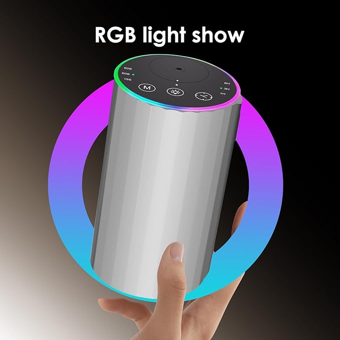 Waterless Essential Oil Diffuser, Battery Powered Mini Scent Air Machine, Aromatherapy Mist Diffuser for Home Room Car Office (Silver)