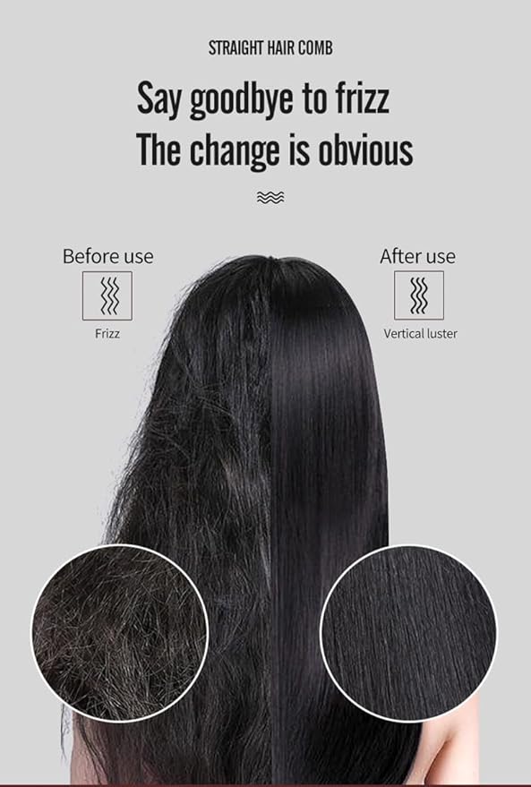 Professional Hair Straightener Comb, Beard Straightener Brush, Ceramic Plate Electric Hair Straightening Brush for Salon Results, Heating Hair Straightener, Heated Electric Comb (Black)