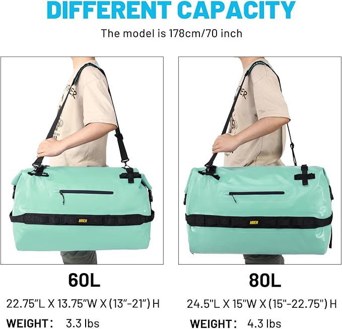 MIER Large Waterproof Duffel Bag Rolltop Dry Backpack Duffle Bags - Image 7
