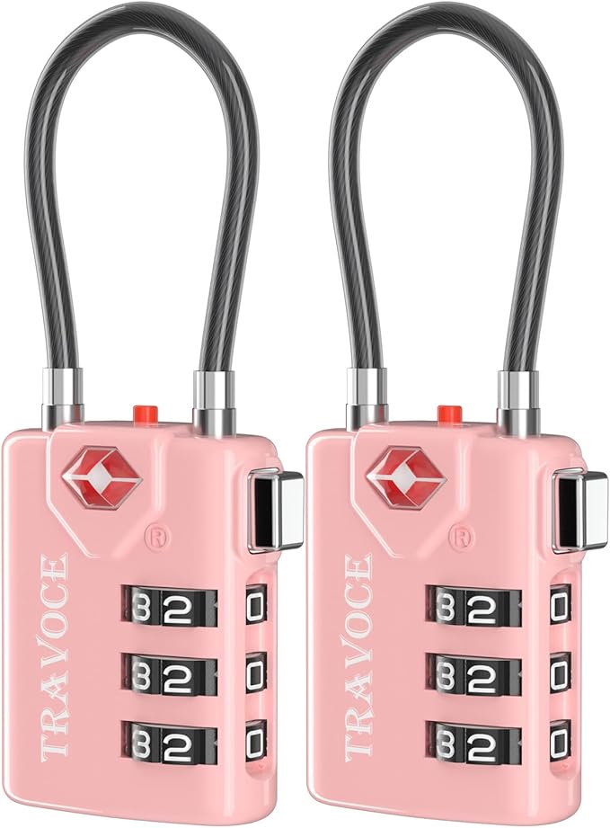 Search Alert TSA Approved Travel Combination Luggage Cable Locks by TRAVOCE