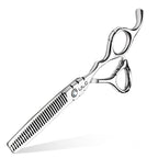 ULG Hair Thinning Scissors 6.7” Shark Series 100% Japanese Stainless Steel, Offset Handle, 30 V-Tooth Thinner 25% Hair Removal, Professional Barber Layering Shears for Salon & Home Hair Styling