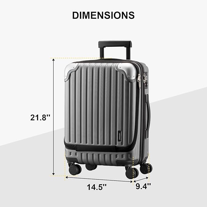 LEVEL8 Grace Carry on Luggage 22x14x9 Airline Approved, 20 Inch Hard Shell - Image 8