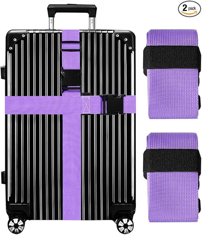 Luggage Straps for Suitcases TSA Approved-2 Pack Bright Personalized Luggage by GOWRAPS