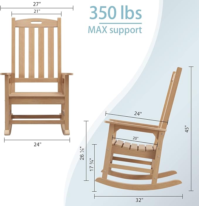 Psilvam Oversized Outdoor Rocking Chair, - Image 3