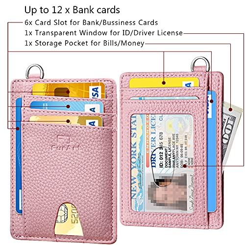 Slim Minimalist Wallet RFID Credit Card Holder for Men (small / Litchi Pink)