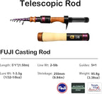 PURELURE Telescopic Fishing Rod Spinning & Casting, Fuji Alconite Ring - Image 2