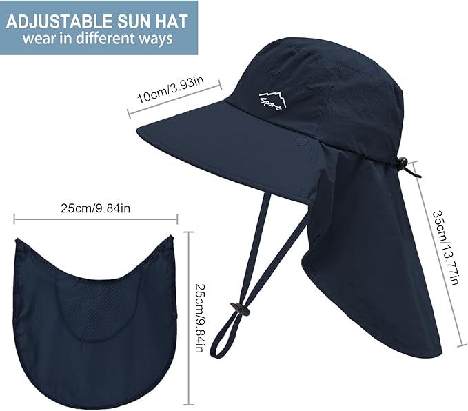 Sun Hat for Men Women with Neck Flap, UPF 50+ UV Protective Hiking Fishing Hats - Image 5