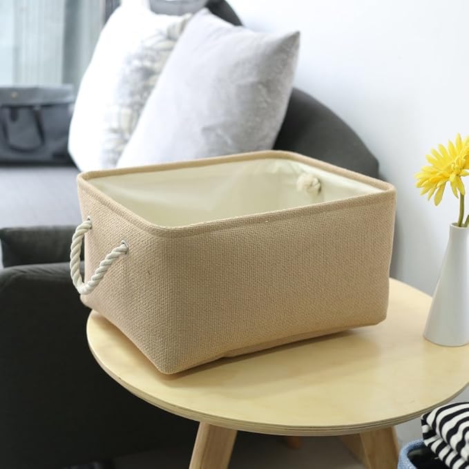 TheWarmHome Decorative Basket Rectangular Small Storage Basket Fabric Storage - Image 2