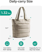 BAGSMART Tote Bag for Women, Lightweight Puffy Tote Bag - Image 2