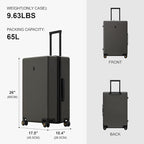 LEVEL8 Elegance Checked Luggage, 24 Inch Hardside Suitcase, Lightweight Matte - Image 7