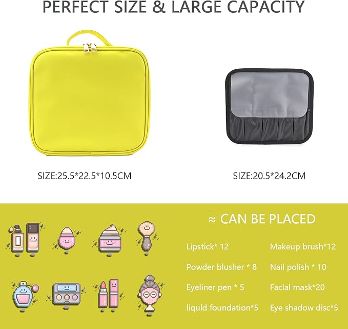 Makeup Bag with Led Mirror, Travel Makeup Organizer with 3 Color Setting - Image 2