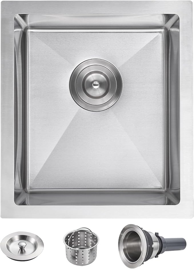 POPFLY 15x17 Inch Undermount Bar Prep Sink, 15” Undermount Rectangle Kitchen by POPFLY