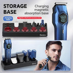 5-in-1 Electric Beard Trimmer Body Hair Trimmer Kit, Professional Cordless Hair Clippers for Men Rechargeable, IPX7 Waterproof Mens Grooming Kit for Face, Mustache, Body, Nose, Gifts for Men (Blue)