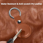 4 Pack Leather Holder Keychain for AirTag 2nd & 1st Gen with Key Ring (Dark Blue/Green/Brown/White)