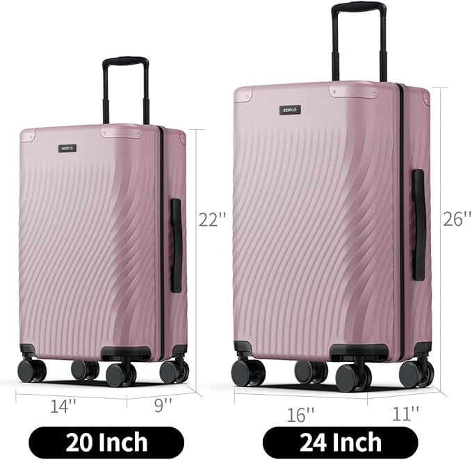 ECOHUB Hardside Expandable Carry On Luggage Sets, Recycled PC 20/24" Rolling - Image 7