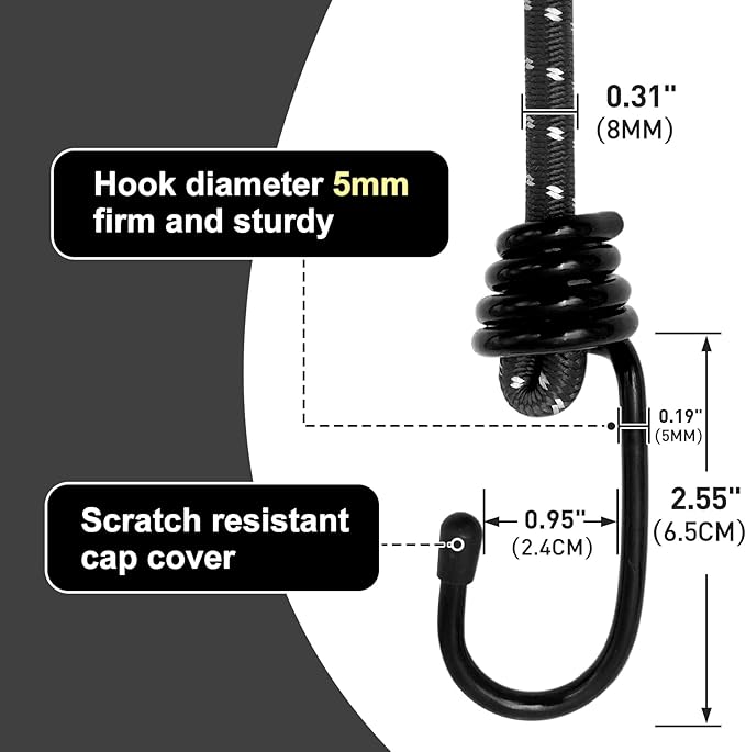Bungee Cord Luggage Cord Resilience 24 Inch 4 Pieces - Image 3