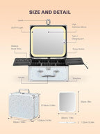 Qislee Makeup Box with A Detachable Lighted Mirror, Waterproof Travel Train Case - Image 3