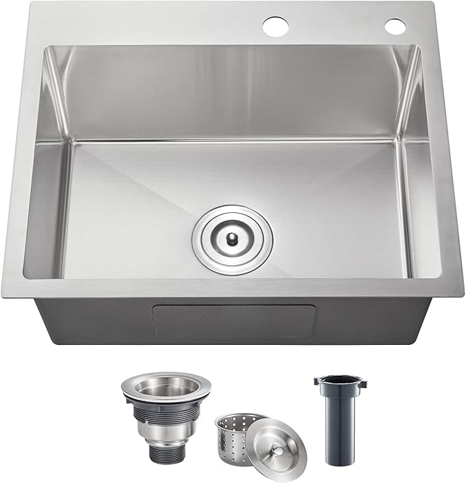 POPFLY 23 Inch Drop In Kitchen Sink, 23×18 Inch Top mount Small Bar Prep Sink by POPFLY