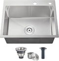 POPFLY 22 Inch Kitchen Sink, 22 x 18 Inch Drop in 18 Gauge Stainless Steel by POPFLY