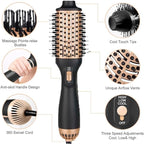 Hair Dryer Brush Blow Dryer in One Step, Upgraded 4 in 1 Hair Dryer and Styler Volumizer with Negative Ion Anti-frizz Ceramic Titanium Barrel Hot Air Brush Hair Straightener (Golden, Medium)