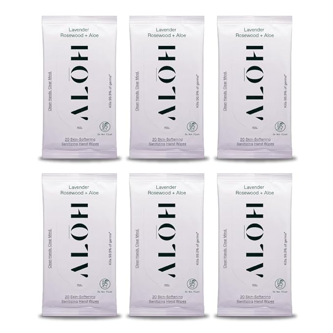 ALŌH Lavender Rosewood + Aloe Sanitizing Hand Wipes by AL%C5%8CH