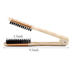 Aethland Boar Bristle Clamp Hair Brush, Double Sided Brush Clamp Straightener Hair Straightening Comb Styling Tools for Thick Coarse Hair- Smoothing and Straight Hair Styles（Golden ）