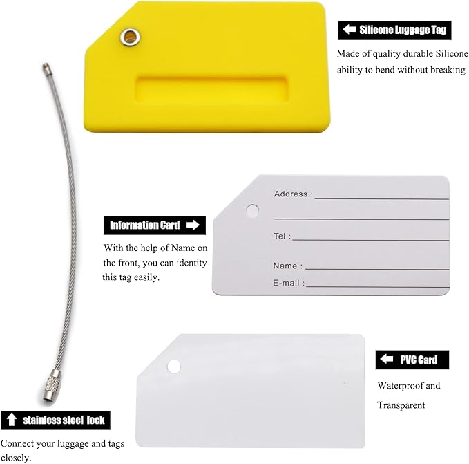 7 Pack Silicone Luggage Tag Baggage Handbag Travel Suitcase Tags - Image 4