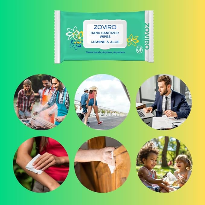 Zoviro Hand Sanitizer Wipes, Jasmine Essential Oils, 100% Viscose Ultra-Soft - Image 5