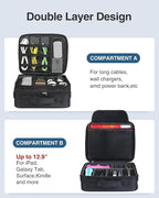 Luxtude Electronic Organizer Travel Case Large, Double Layer Tech Carrying Case - Image 3