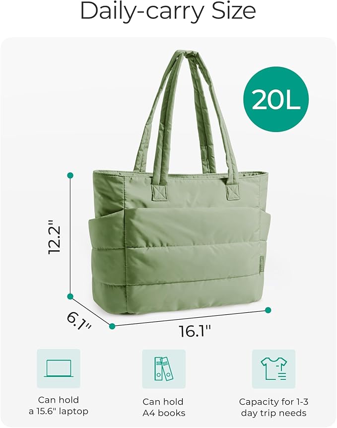 BAGSMART Tote Bag for Women, Lightweight Puffy Tote Bag - Image 2