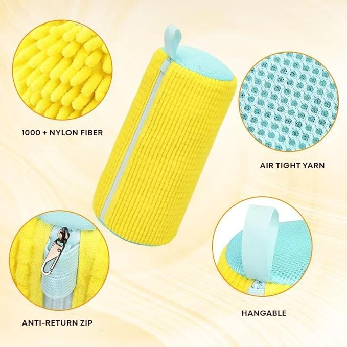 EPSCY Shoe Washing Machine Bag 2 Pack Yellow, 360° Wrap-Around Laundry Bags - Image 6