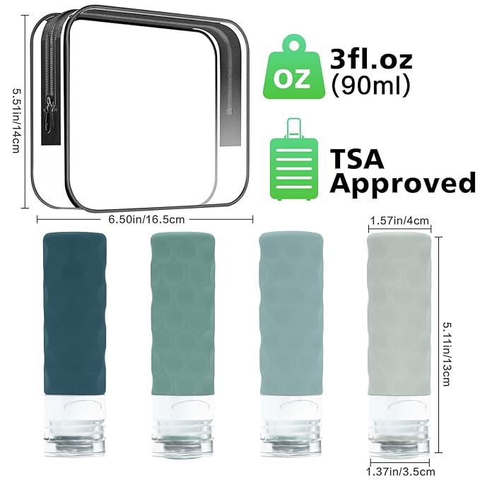 Travel Bottles for Toiletries, BPA Free Leak Proof Premium Silicone Bottles - Image 2