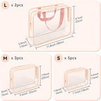 TISRATOK 10 PCS Clear Travel Makeup Toiletry Bag, Plastic PVC Cosmetic TSA - Image 2