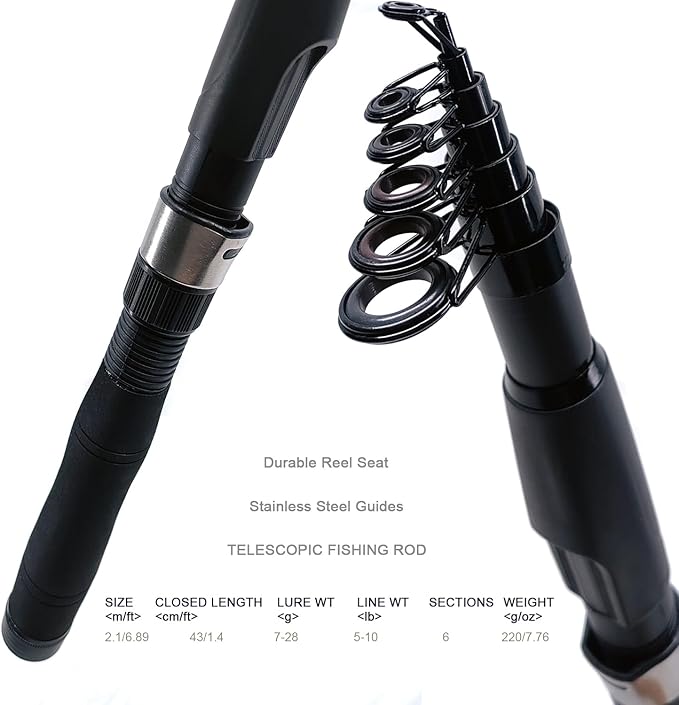 Fishing Rod Reel Combos, Telescopic Fishing Pole Set Sea Saltwater Freshwater - Image 4