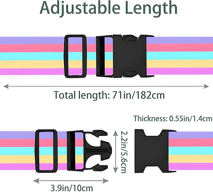 Rainbow Luggage Straps for Suitcases, Adjustable Luggage Travel Belts to Keep - Image 2